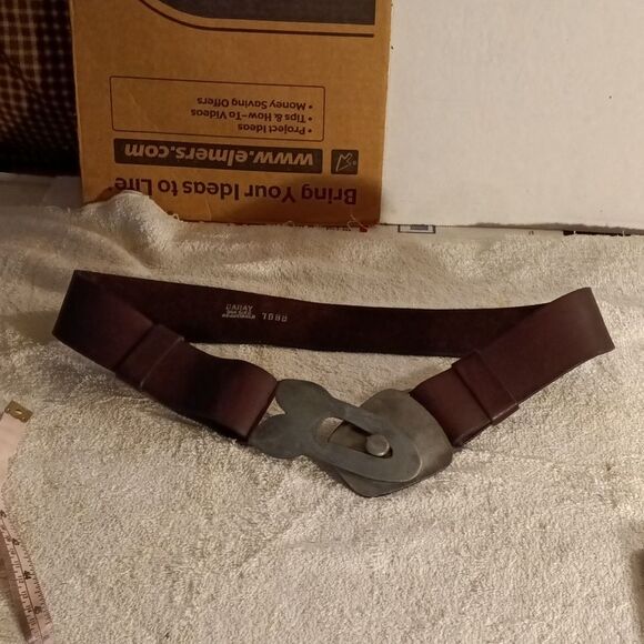 Vintage Garay Steel Gray Buckle Leather Belt - Picture 3 of 7